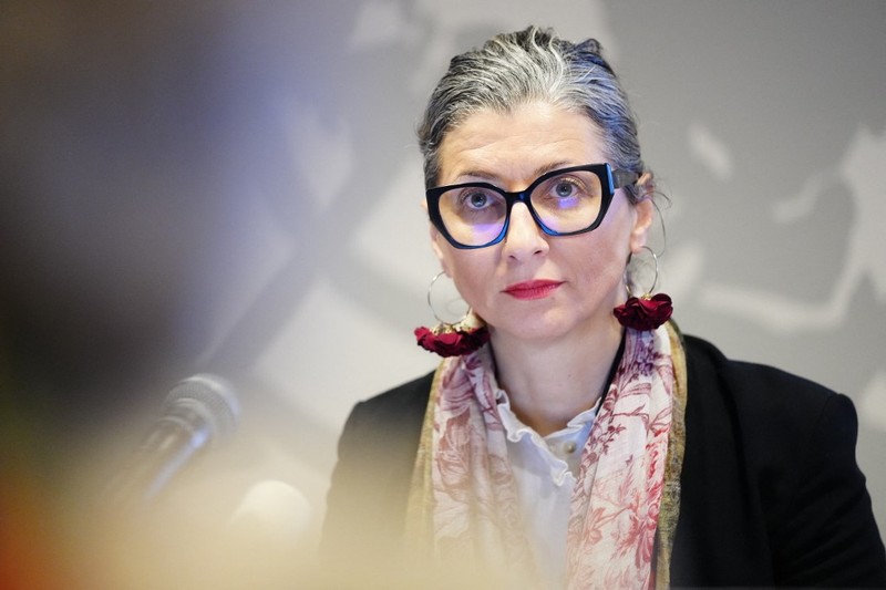 Pelapor Khusus PBB untuk wilayah Palestina yang diduduki Francesca Albanese mengadakan konferensi pers di Kota PBB di Kopenhagen, Denmark pada tanggal 5 Februari 2025. Pelapor Khusus PBB untuk wilayah Palestina yang diduduki Francesca Albanese mengadakan konferensi pers di Kota PBB di Kopenhagen, Denmark pada tanggal 5 Februari 2025. (Photo by Ida Marie Odgaard / Ritzau Scanpix / AFP) / Denmark OUT
