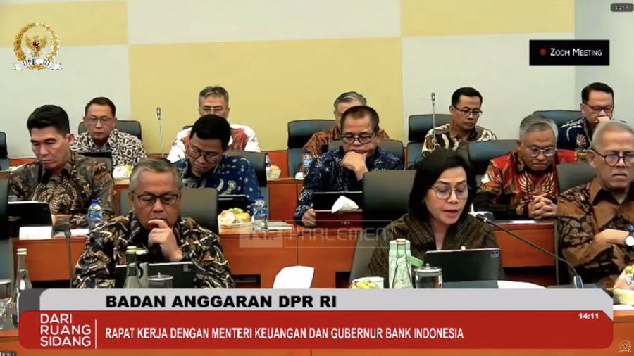 Badan Anggaran DPR RI Rapat Kerja dengan Menteri Keuangan Ri dan Gubernur Bank Indonesia. Laporan dan Pengesahan hasil Pembahasan Panja Perumus Kesimpulan dalam rangka Pembahasan Laporan Realisasi Semester I dan Prognosis Semester II Pelaksanaan APBΝ ΤΑ 2025. Kamis, 03 Juli 2025. (Tangkapan layar TV Parlemen)