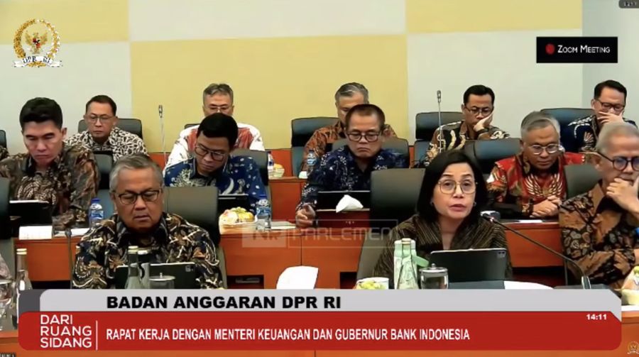 Badan Anggaran DPR RI Rapat Kerja dengan Menteri Keuangan Ri dan Gubernur Bank Indonesia. Laporan dan Pengesahan hasil Pembahasan Panja Perumus Kesimpulan dalam rangka Pembahasan Laporan Realisasi Semester I dan Prognosis Semester II Pelaksanaan APBΝ ΤΑ 2025. Kamis, 03 Juli 2025. (Tangkapan layar TV Parlemen)