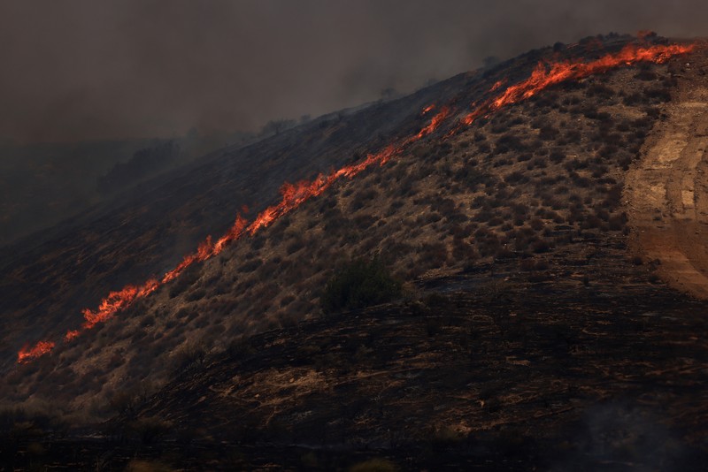 Kolom asap mengepul dari Kebakaran Madre dekat New Cuyama, California, AS, 3 Juli 2025. Kolom asap mengepul dari Kebakaran Madre dekat New Cuyama, California, AS, 3 Juli 2025. (REUTERS/David Swanson)