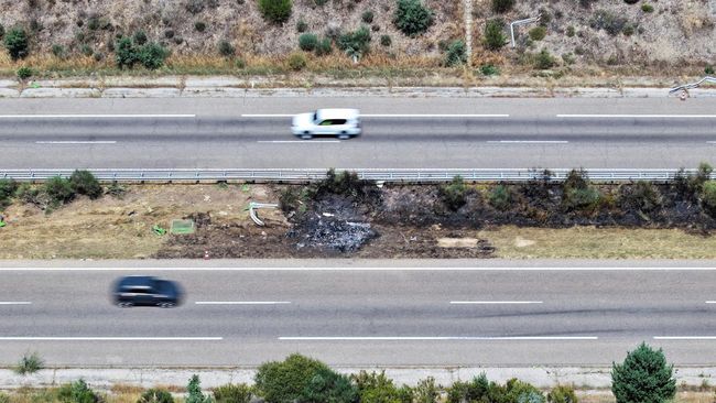Penampakan Lokasi Kecelakaan Tragis Diego Jota yang Hangus Terbakar