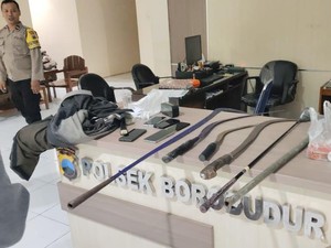 Aksi Tawuran Remaja di Borobudur Dibubarkan, 4 Celurit-Stik Golf Disita