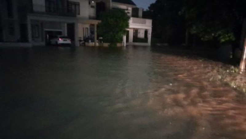 Banjir di daerah Jonggol, Kabupaten Bogor. (Media Sosial via detikcom)
