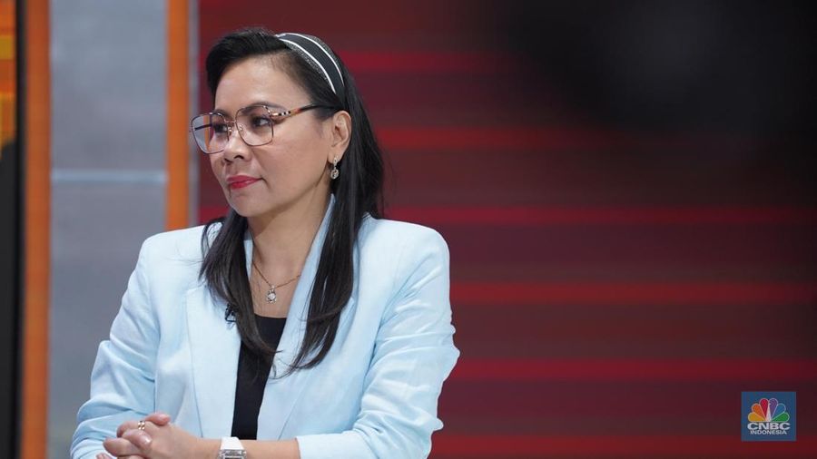 Sekjen Asosiasi Penambang Nikel Indonesia (APNI), Meidy Katrin Lengkey dalam program CNBC Indonesia Clossing Bell Mining Zone di Jakarta, Selasa (8/7/2025). (CNBC Indonesia/Tias Budiarto)