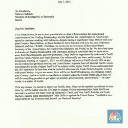 Lengkap! Ini Isi Surat Trump Ke Prabowo Soal RI Kena Tarif 32%