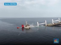 Detik-detik Tenggelamnya Kapal di Laut Tengah oleh Houthi