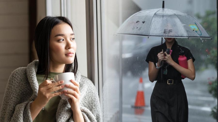 Kolase Foto Kedinginan dan hujan. (Dok. Freepik dan CNBC Indonesia/Tri Susilo)