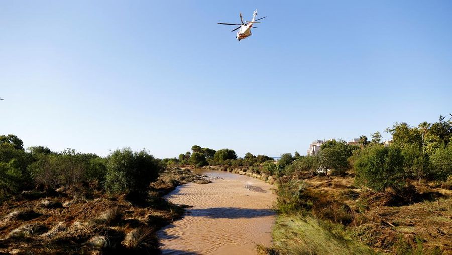 Search and rescue operations take place to look for two missing people along the Foix river which overflowed last night due to heavy rains, in Cubelles, Barcelona province, Spain July 13, 2025. REUTERS/Bruna Casas