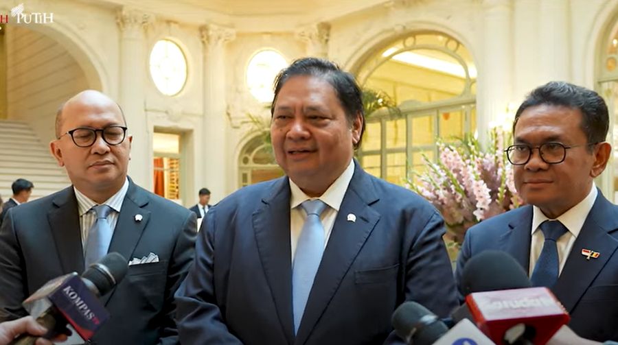Keterangan Pers Menko Perekonomian Airlangga Hartarto, Brussel, 12 Juli 2025. (Tangkapan Layar Youtube)