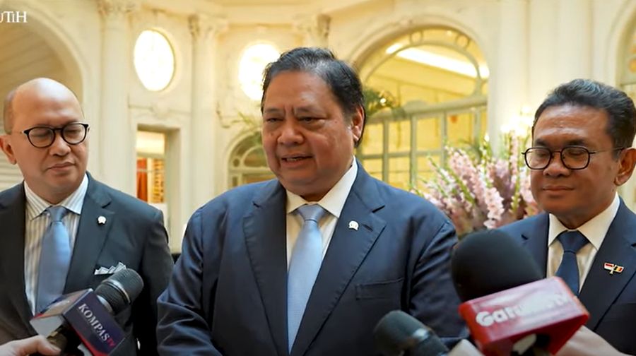 Keterangan Pers Menko Perekonomian Airlangga Hartarto, Brussel, 12 Juli 2025. (Tangkapan Layar Youtube)