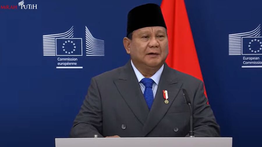 Pernyataan Pers Bersama Presiden Prabowo dan Presiden Komisi Eropa, Brussel, 13 Juli 2025. (Tangkapan Layar Youtube)