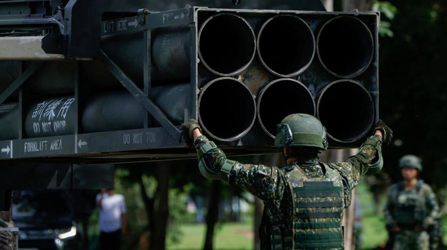 A High Mobility Artillery Rocket System (HIMARS) is on display at a park during Taiwan's annual Han Kuang military exercise in Taichung.  REUTERS/Ann Wang