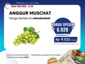 Transmart Full Day Sale! Belanja Anggur Muscat Jadi Murah Meriah