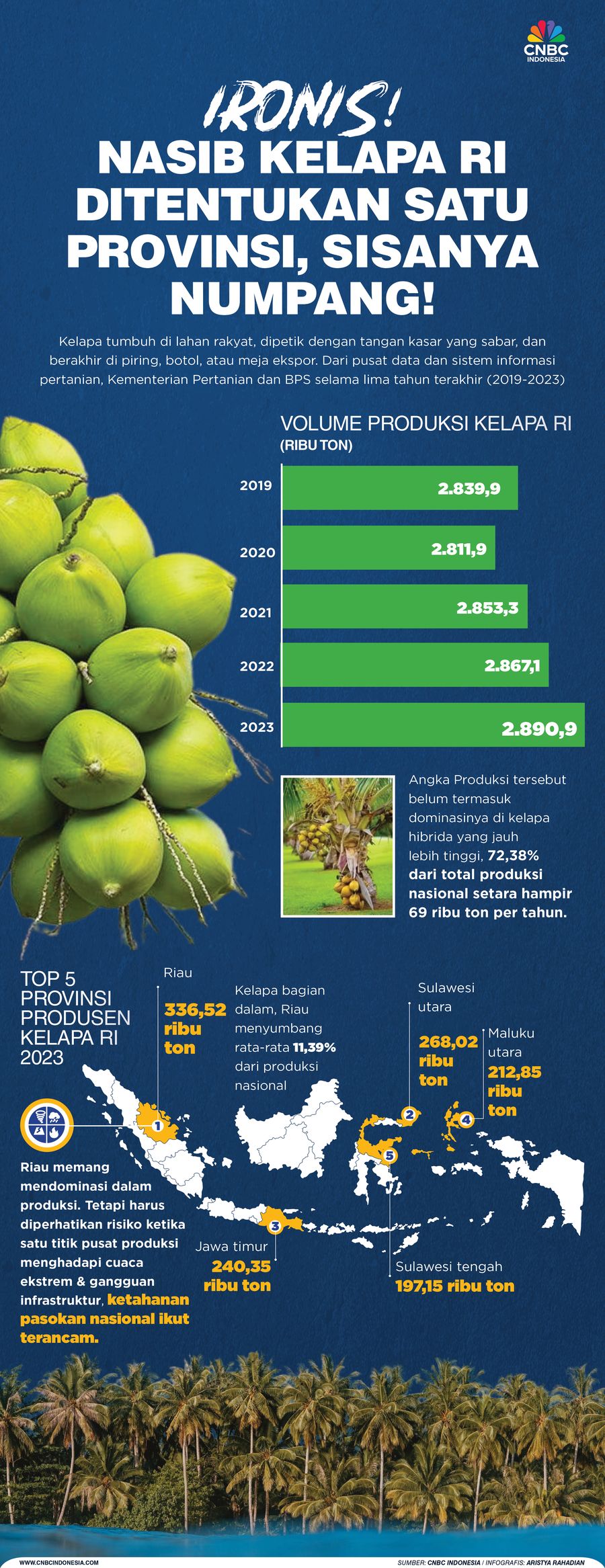 Ironis! Nasib Kelapa RI Ditentukan Satu Provinsi, Sisanya Numpang!