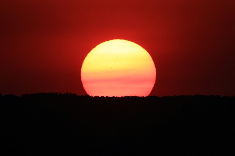 Smoke from the Dragon Bravo Fire colors a setting sun for onlookers at Grandeur Point on the southern rim of Grand Canyon, Arizona, U.S. July 14, 2025.  REUTERS/David Swanson     TPX IMAGES OF THE DAY