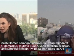 Detik-detik Bom Israel Terekam Siaran Langsung TV di Suriah
