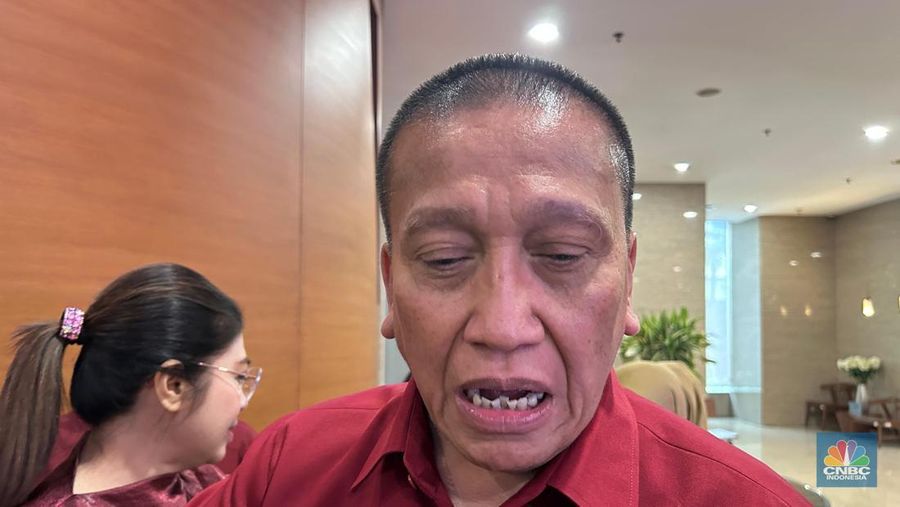 Ketua Umum Asosiasi Pengusaha Ritel Indonesia (Aprindo) Solihin dalam acara Peluncuran Hari Ritel Nasional di Auditorium Kemendag, Jakarta, Kamis (17/7/2025). (CNBC Indonesia/Martyasari Rizky)