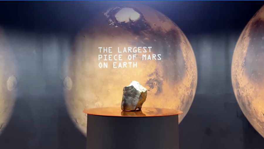  Meteorit NWA 16788, potongan Mars terbesar yang diketahui di Bumi, dipamerkan dalam pratinjau pers lelang Sotheby’s Natural History di New York City, AS, 8 Juli 2025. REUTERS/Eduardo Munoz/Foto Arsip