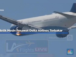 Video: Detik-detik Mesin Pesawat Delta Airlines Terbakar