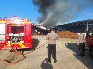 Pabrik Pengolahan Kelapa Gresik Terbakar, Makin Besar Usai Disemprot Apar