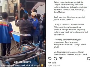 Viral Perkelahian Kru Sugeng Rahayu dengan Bus Jaya di Terminal Caruban