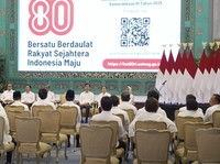 Foto: Suasana peluncuran logo dan tema Hari Ulang Tahun ke-80 Kemerdekaan Republik Indonesia di Istana Kepresidenan Jakarta, 23 Juli 2025. (Tangkapan Layar YouTube Sekretariat Presiden)