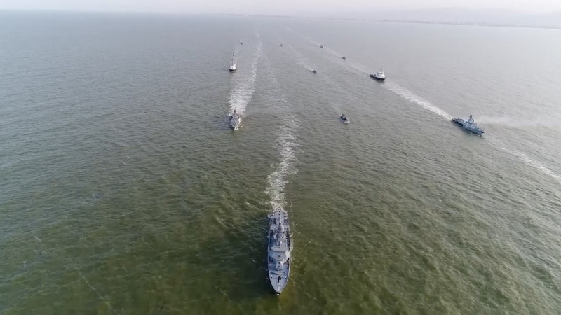 A view shows Russian warships during major naval drills, which are conducted by the Russian Navy in the Pacific and Arctic oceans and in the Baltic and Caspian seas, at an unknown location, in this still image taken from video released July 23, 2025. Russian Defence Ministry/Handout via REUTERS ATTENTION EDITORS - THIS IMAGE HAS BEEN SUPPLIED BY A THIRD PARTY. NO RESALES. NO ARCHIVES. MANDATORY CREDIT.