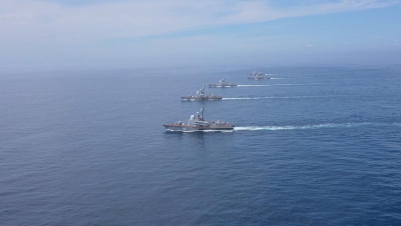 A view shows Russian warships during major naval drills, which are conducted by the Russian Navy in the Pacific and Arctic oceans and in the Baltic and Caspian seas, at an unknown location, in this still image taken from video released July 23, 2025. Russian Defence Ministry/Handout via REUTERS ATTENTION EDITORS - THIS IMAGE HAS BEEN SUPPLIED BY A THIRD PARTY. NO RESALES. NO ARCHIVES. MANDATORY CREDIT.