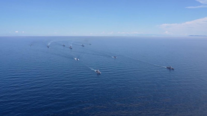 A view shows Russian warships during major naval drills, which are conducted by the Russian Navy in the Pacific and Arctic oceans and in the Baltic and Caspian seas, at an unknown location, in this still image taken from video released July 23, 2025. Russian Defence Ministry/Handout via REUTERS ATTENTION EDITORS - THIS IMAGE HAS BEEN SUPPLIED BY A THIRD PARTY. NO RESALES. NO ARCHIVES. MANDATORY CREDIT.
