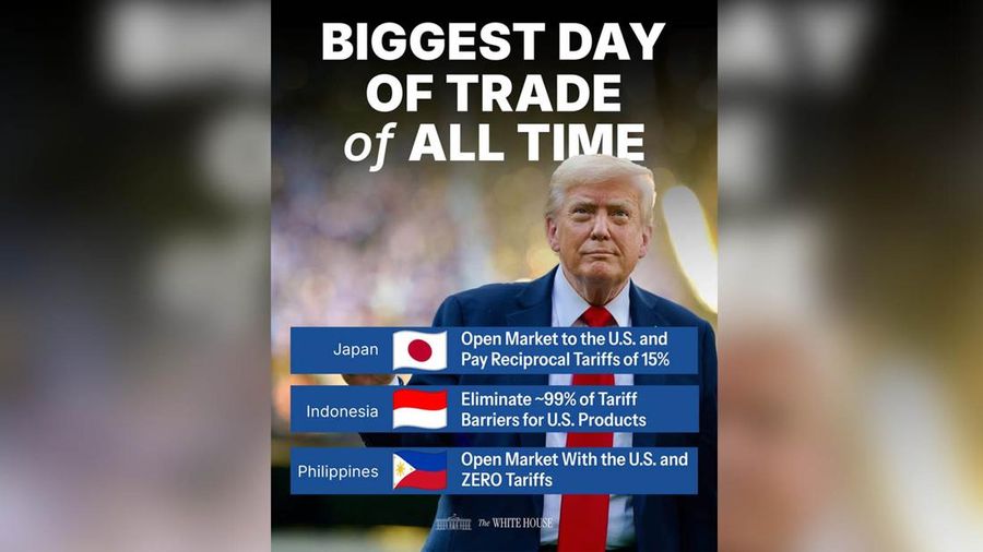 Instagram resmi gedung putih menunggah Presiden Donald Trump mengamankan 3 kesepakatan dagang besar dalam satu hari salah satunya terdapat Indonesia. (Instagram/whitehouse)