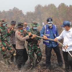 Atasi Karhutla, Menteri LH Turun Langsung Padamkan Api di Rokan Hilir