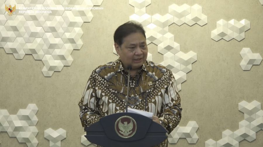 Menko Perekonomian, Airlangga Hartarto dalam Konferensi Pers terkait Joint Statement Indonesia-AS. (Tangkapan Layar)