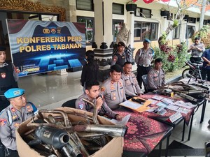 Polres Tabanan Sita 31 Knalpot Bising Selama Operasi Patuh Agung 2025