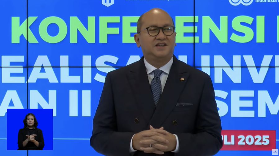 Menteri Investasi dan Hilirisasi/Kepala BKPM, Rosan Roeslani saat menyampaikan konferensi pers Capaian Realisasi Investasi Triwulan II dan Semester I Tahun 2025. (Tangkapan Layar Youtube/ Kementerian Investasi dan Hilirisasi - BKPM)