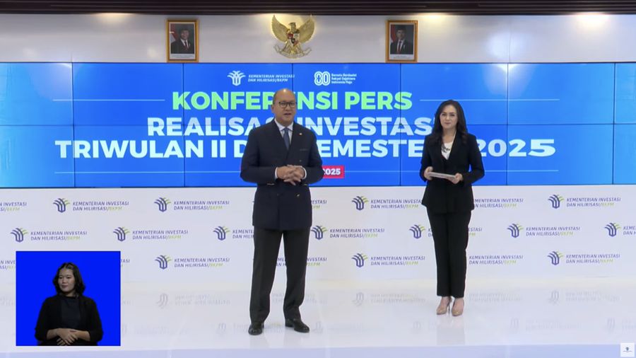 Menteri Investasi dan Hilirisasi/Kepala BKPM, Rosan Roeslani saat menyampaikan konferensi pers Capaian Realisasi Investasi Triwulan II dan Semester I Tahun 2025. (Tangkapan Layar Youtube/ Kementerian Investasi dan Hilirisasi - BKPM)