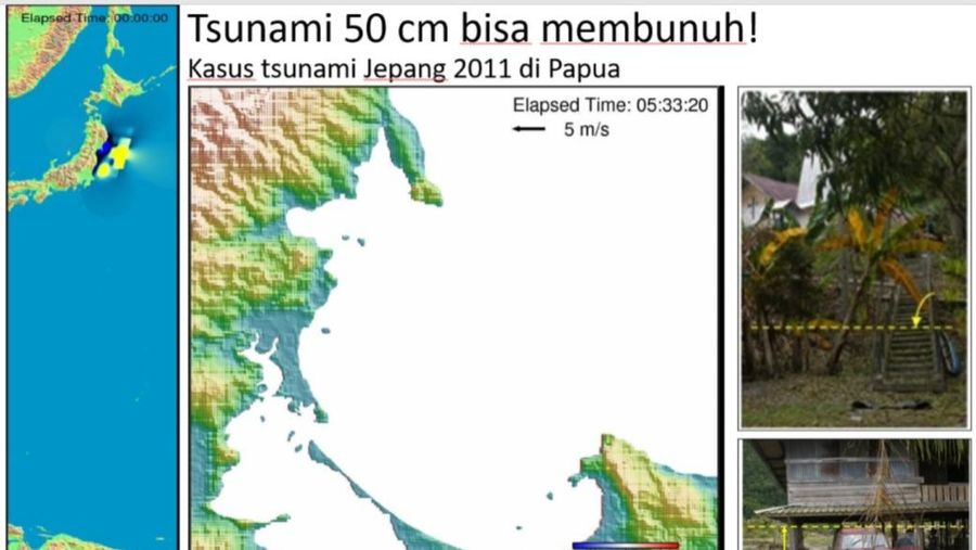 Paparan BNPB dalam Konferensi Pers Potensi Tsunami di Indonesia Pasca Gempabumi di Pesisir Timur Kamchatka, Rusia, Rabu (30/7/2025). (Dok. BNPB)