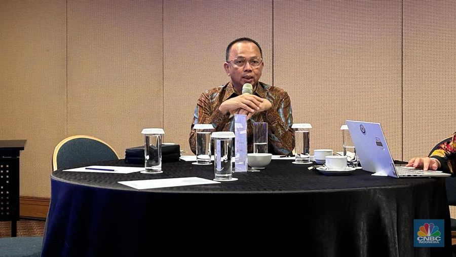 Direktur Jenderal Pengelolaan Kelautan KKP, Koswara dalam Media Gathering di Jakarta, Jumat (1/8/2025). (CNBC Indonesia/Martyasari Rizky)dalam Media Gathering di Jakarta, Jumat (1/8/2025). (CNBC Indonesia/Martyasari Rizky)
