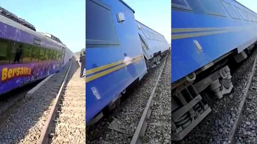 Kereta api anjlok di Subang. (Dok. Istimewa)