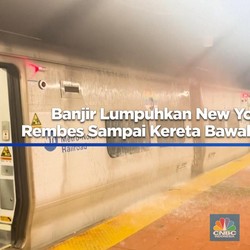 Banjir Lumpuhkan New York, Rembes Sampai Kereta Bawah Tanah