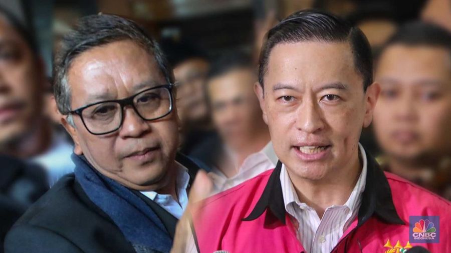 Foto Kolase Hasto Kristiyanto dan Tom Lembong. (CNBC Indonesia)