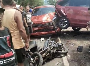 Kecelakaan Beruntun di Bantargadung Sukabumi, 4 Orang Luka