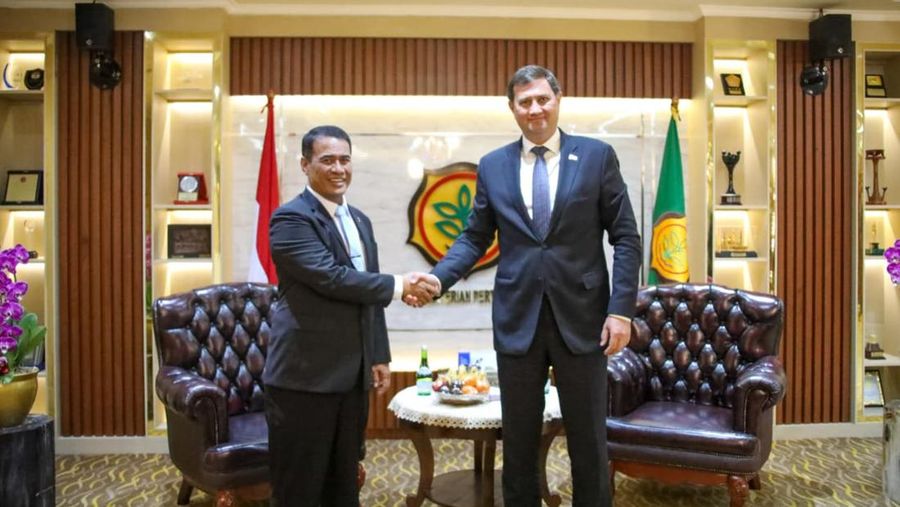 Menteri Pertanian (Mentan) Amran Sulaiman menerima kunjungan Menteri Luar Negeri Belarus, Maxim Ryzhenkov, di Jakarta, Selasa (5/8/2025). (Humas Kementan)