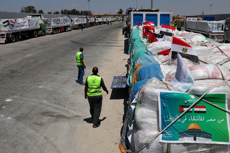 Organisasi kesehatan dunia WHO pada Selasa, 5 Agustus 2025, merilis catatan bantuan yang berhasil mereka kirimkan untuk Gaza. Organisasi kesehatan dunia WHO pada Selasa, 5 Agustus 2025, merilis catatan bantuan yang berhasil mereka kirimkan untuk Gaza dengan membawa 36 truk berisi pasokan medis ke gudang Gaza sejak 1 Agustus 2025. (REUTERS/Amr Abdallah Dalsh)