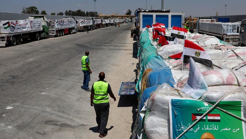 Organisasi kesehatan dunia WHO pada Selasa, 5 Agustus 2025, merilis catatan bantuan yang berhasil mereka kirimkan untuk Gaza dengan membawa 36 truk berisi pasokan medis ke gudang Gaza sejak 1 Agustus 2025. (REUTERS/Amr Abdallah Dalsh)