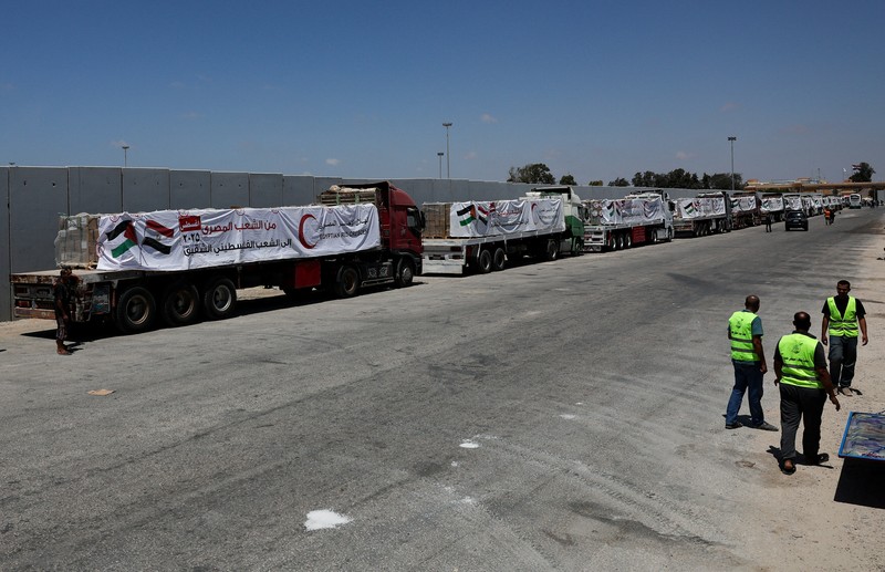 Organisasi kesehatan dunia WHO pada Selasa, 5 Agustus 2025, merilis catatan bantuan yang berhasil mereka kirimkan untuk Gaza. Organisasi kesehatan dunia WHO pada Selasa, 5 Agustus 2025, merilis catatan bantuan yang berhasil mereka kirimkan untuk Gaza dengan membawa 36 truk berisi pasokan medis ke gudang Gaza sejak 1 Agustus 2025. (REUTERS/Amr Abdallah Dalsh)