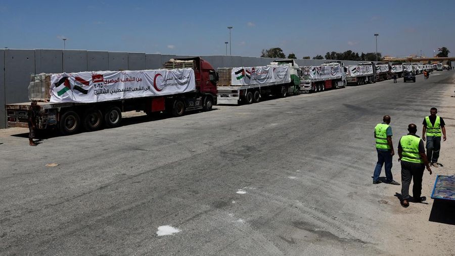 Organisasi kesehatan dunia WHO pada Selasa, 5 Agustus 2025, merilis catatan bantuan yang berhasil mereka kirimkan untuk Gaza dengan membawa 36 truk berisi pasokan medis ke gudang Gaza sejak 1 Agustus 2025. (REUTERS/Amr Abdallah Dalsh)