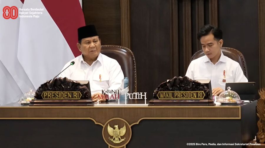 Presiden memimpin Sidang Kabinet Paripurna di Istana Kepresidenan, Jakarta Pusat, Rabu (6/8/2025). (Tangkapan layar youtube Sekretariat Presiden)