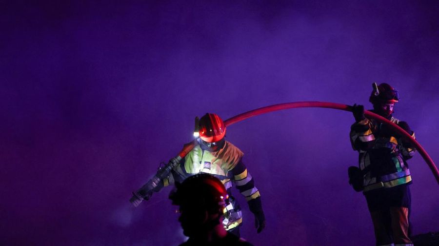 Trees burn during a wildfire near in Saint-Laurent-de-la-Cabrerisse, southern France, August 6, 2025. REUTERS/Abdul Saboor