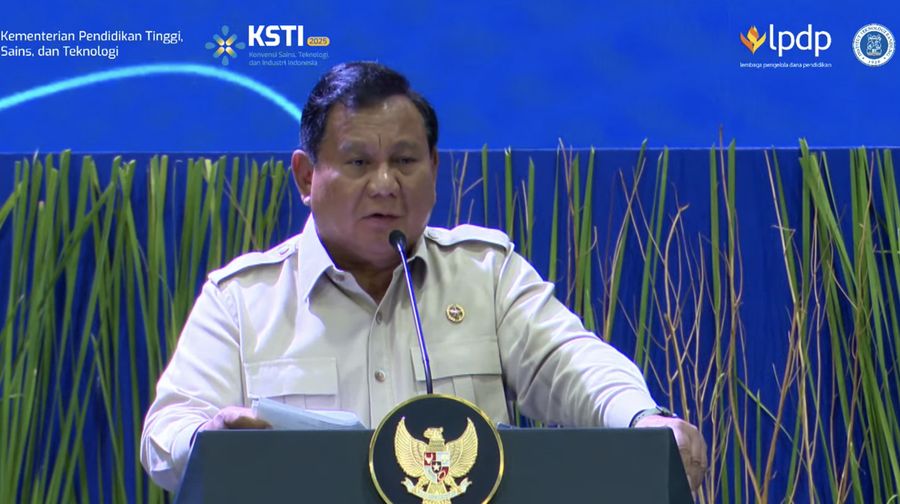 Presiden RI Prabowo Subianto dalam acara Konvensi Sains, Teknologi dan Industri Indonesia 2025. (Tangkapan Layar Youtube)