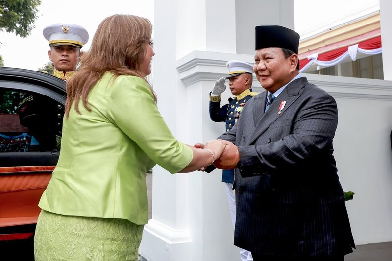 Presiden Republik Indonesia Prabowo Subianto menerima kunjungan Presiden Republik Peru Dina Ercilia Boluarte Zegarra di Istana Merdeka, Jakarta Pusat, Senin (11/8/2025). (Instagram/prabowo)